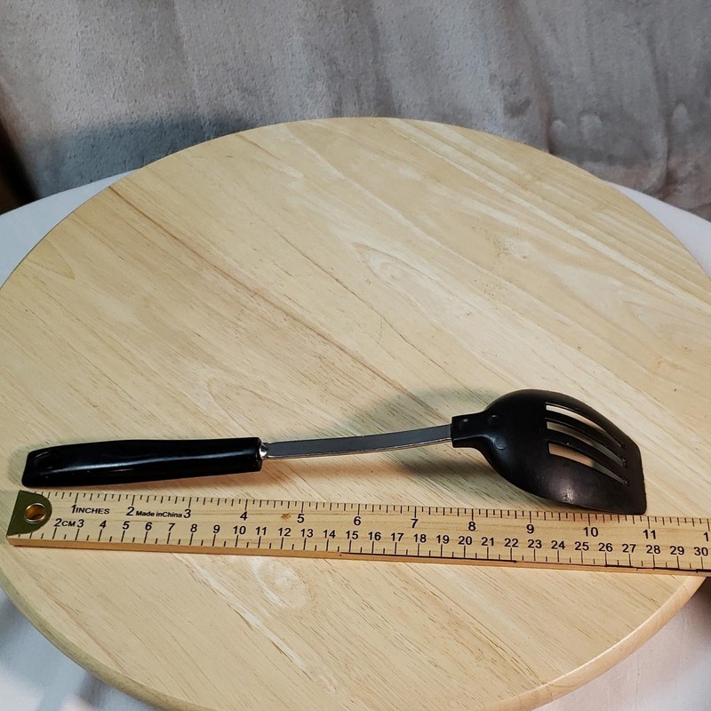 Vtg ECKO "Like" Black Plastic Slotted Spoon Easy Clean Metal Handle Single Item gallery
