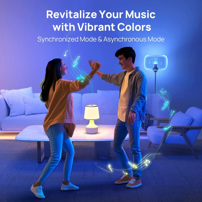 Linkind A19 Matter Smart Light Bulb, Color Changing Smart Bulb, 9W, 800lm, E26 B gallery