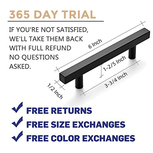 20 Pack 6'' Square Cabinet Pulls Matte Black Stainless Steel Kitchen Drawer Pull gallery
