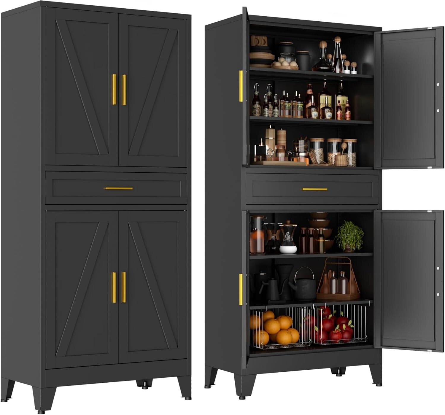Elegro 71" Metal Filing Cabinet With Drawer and 4 Adjustable Shelves For Office gallery