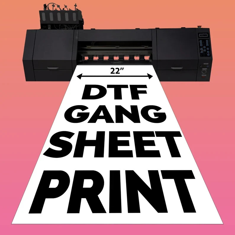 DTF Gang Sheet Print – Custom Heat Transfer Film, 22” Width – For T-Shirts, Hood gallery