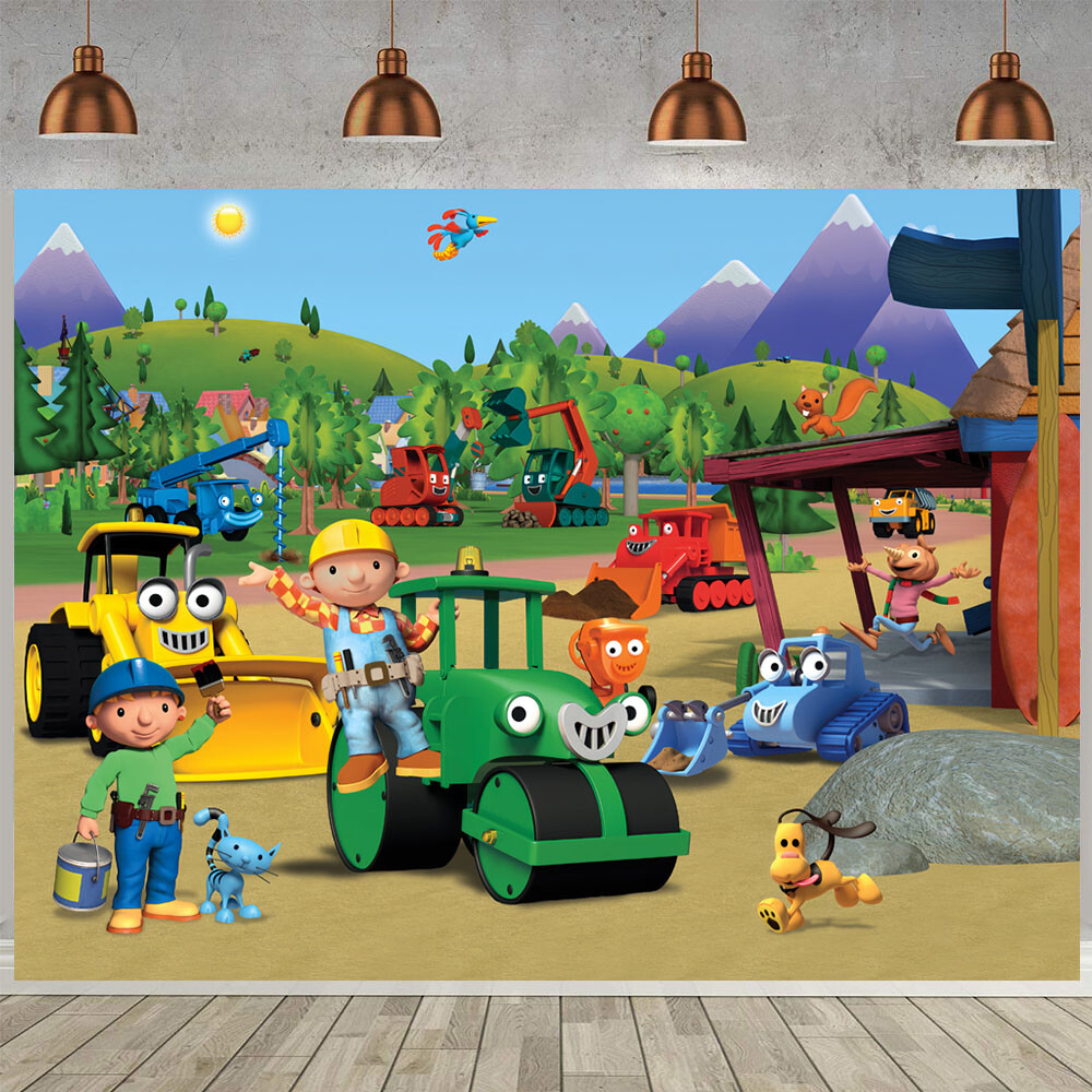 Bob the Builder Party Supplies Backdrop Banner Poster Vinyl 5x3ft Birthday Gift gallery