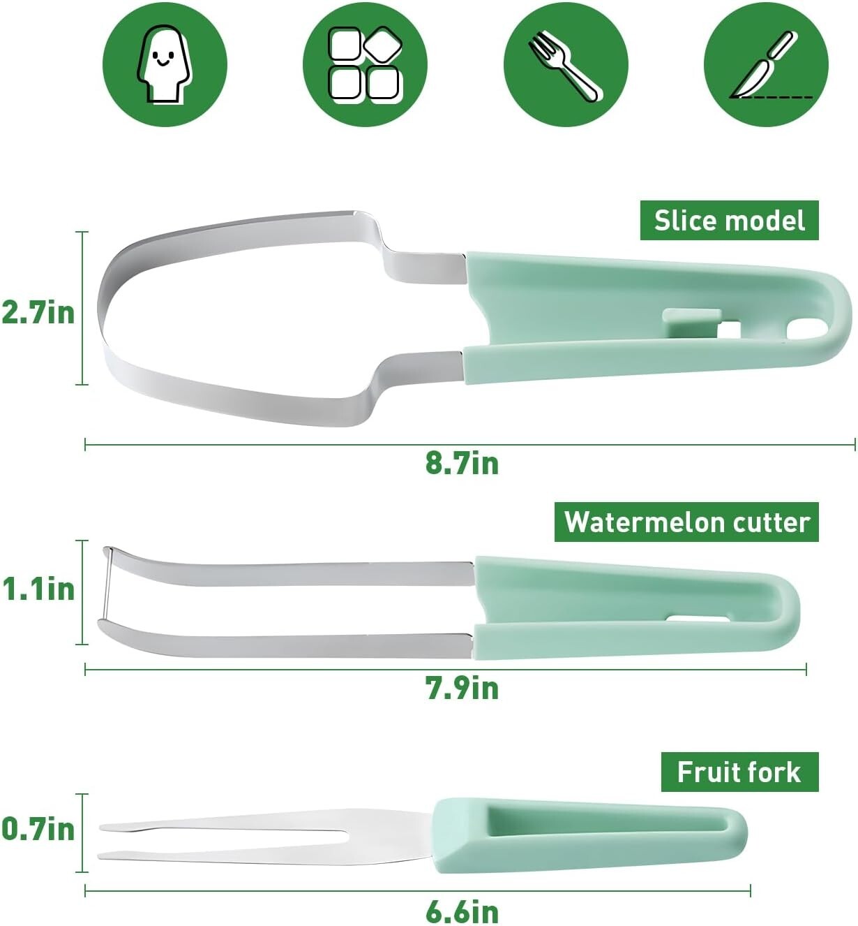 Watermelon Cutter Slicer Tool 3-in-1 Fork Stainless Steel Popsicle Kitchen NEW gallery