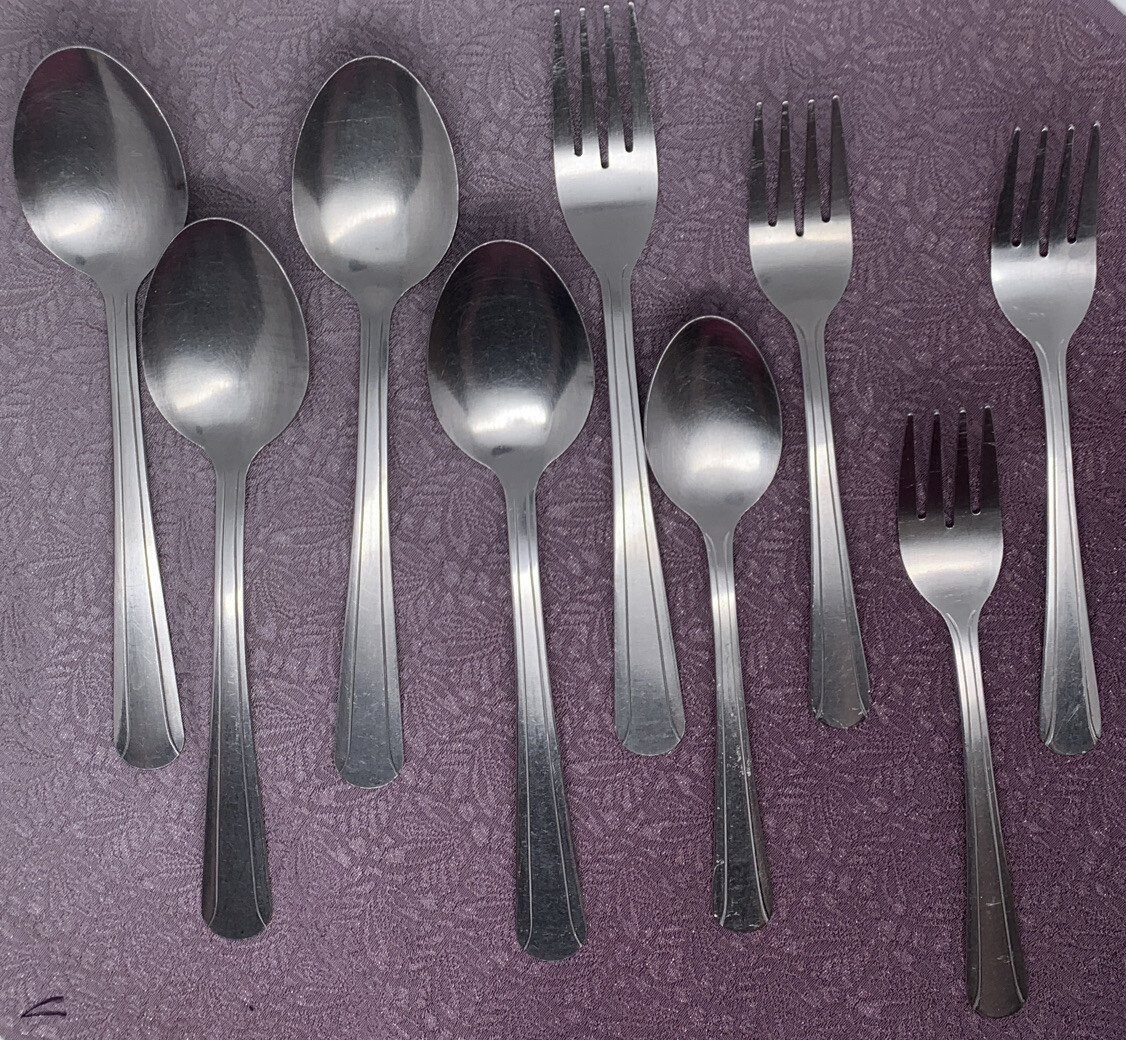 9 Pieces FORK SPOON Wallace Silver Brandware Stainless Outlined China gallery