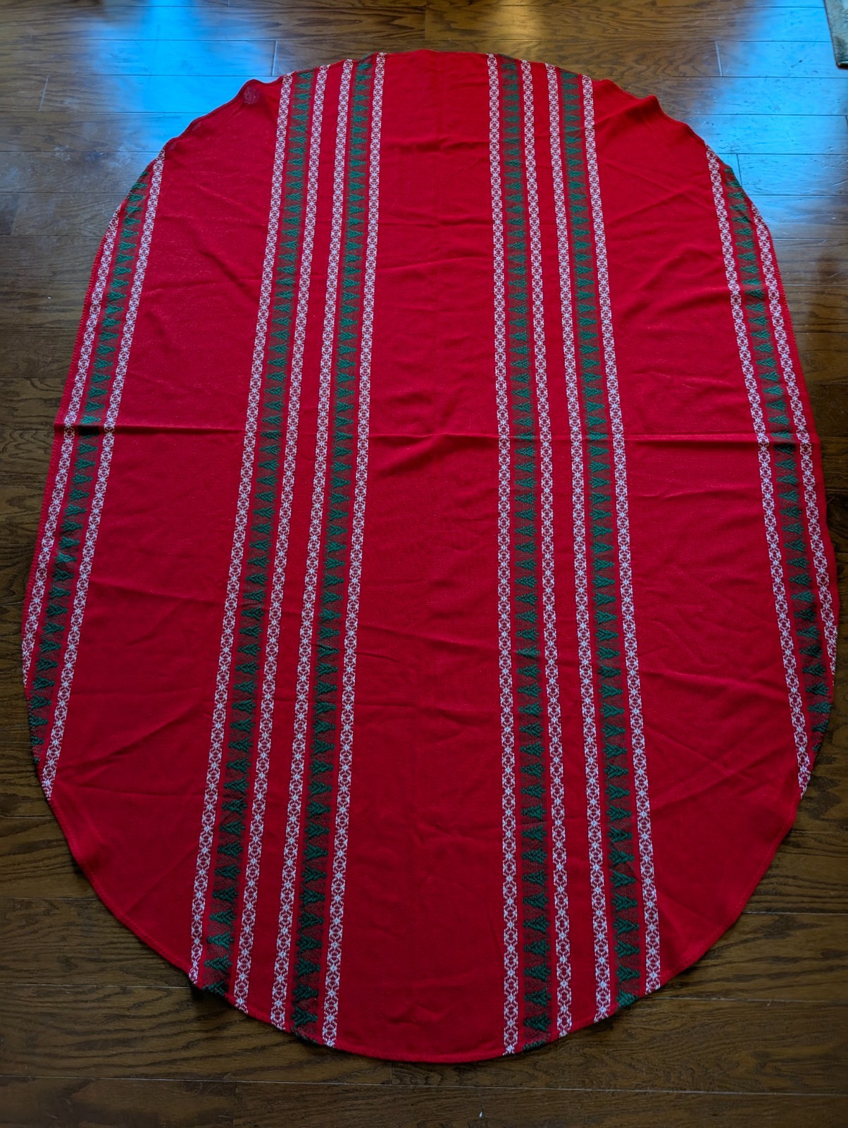 Christmas Tree Southwestern Style Wool Blend Oval Tablecloth 85x60" gallery