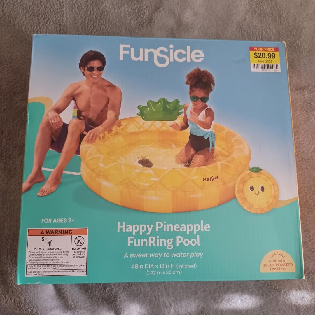 Funsicle 48" x 12" Inflated Ages 2+ Happy Pineapple 2-Ring Funring Pool gallery