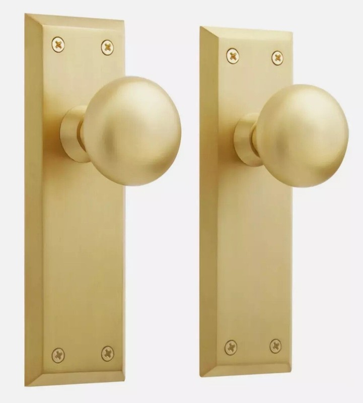 Signature Hardware SH552122SB Interior Door Set w Adjustable Backet Satein Brass gallery