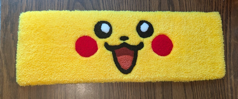 Handmade Tufted Keyboard Mat Wrist Rest – Yellow Monster Face Design 19"x7"in gallery