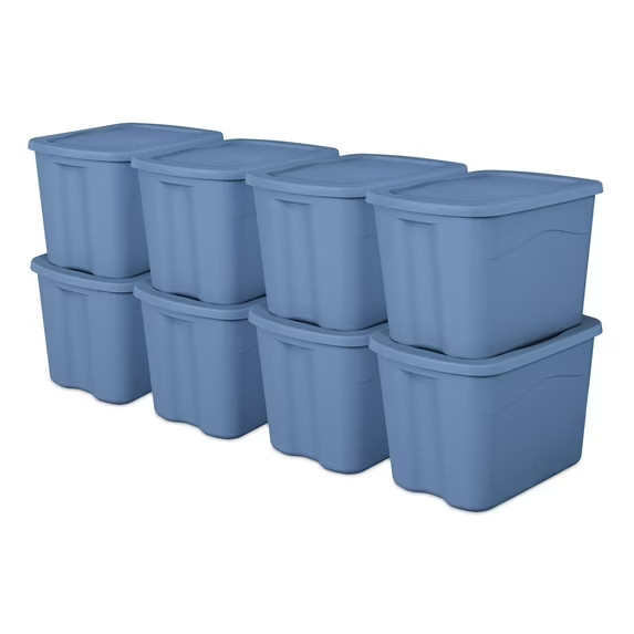 Sterilite Large Storage Bin, 18 Gallon Durable Plastic Storage Tote with Snap-on