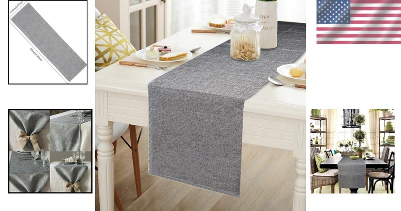 Versatile 14 x 48 Inch Gray Table Runner for Farmhouse Décor & Outdoor Picnics gallery