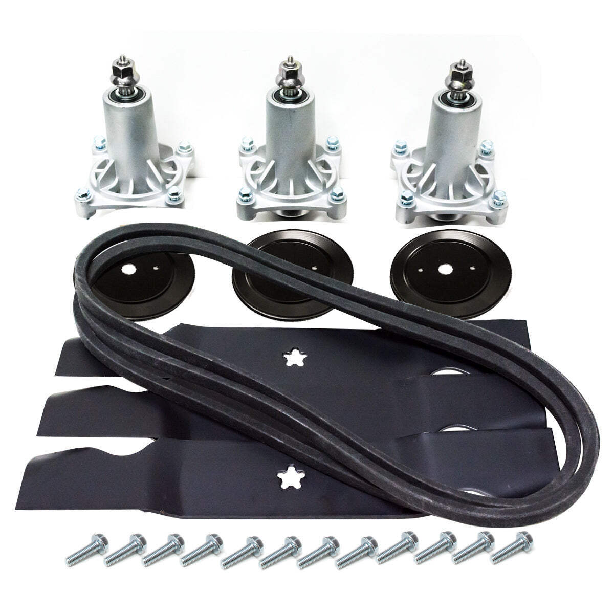 54" Mower Deck Rebuild Kit For Husqvarna GTH26K Blades Spindles Pulleys gallery