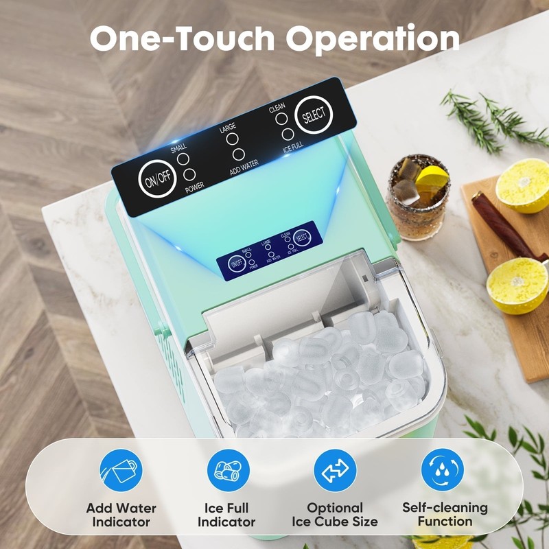 EDX Countertop Ice Maker, Self-Cleaning Portable Ice Maker Machine, Green gallery