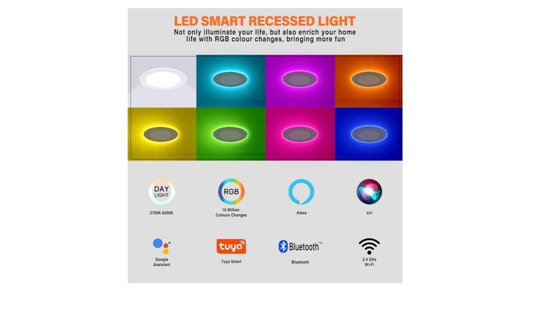 12Pack Smart RGB Recessed Light 6Inch,Ultra-Thin Canless LED Downlight,2.4GHz... gallery