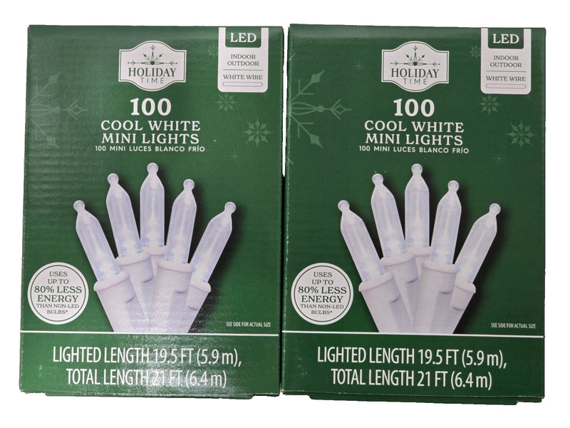 Cool White 100 Count LED Mini Christmas Lights White Wire Holiday Time 10 BOXES gallery