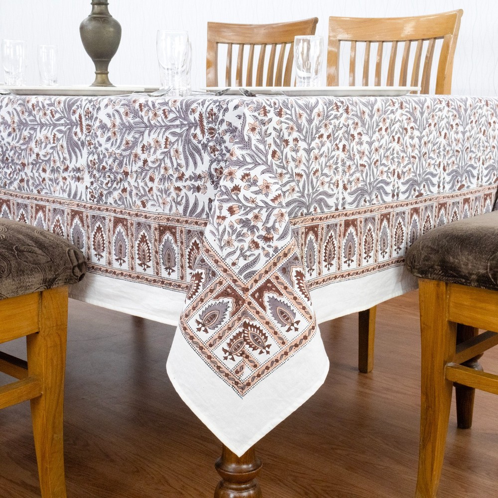 Dining Tablecloth, Cotton Table Cover, Wedding Gift, Block Printed Linens