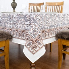 Dining Tablecloth, Cotton Table Cover, Wedding Gift, Block Printed Linens