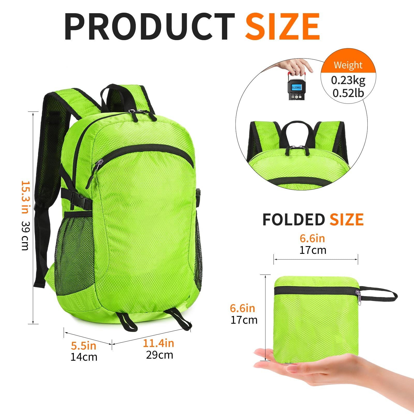 Small Hiking Daypack,15L Water-Resistant Hiking Backpack Packable Lightweight... 2