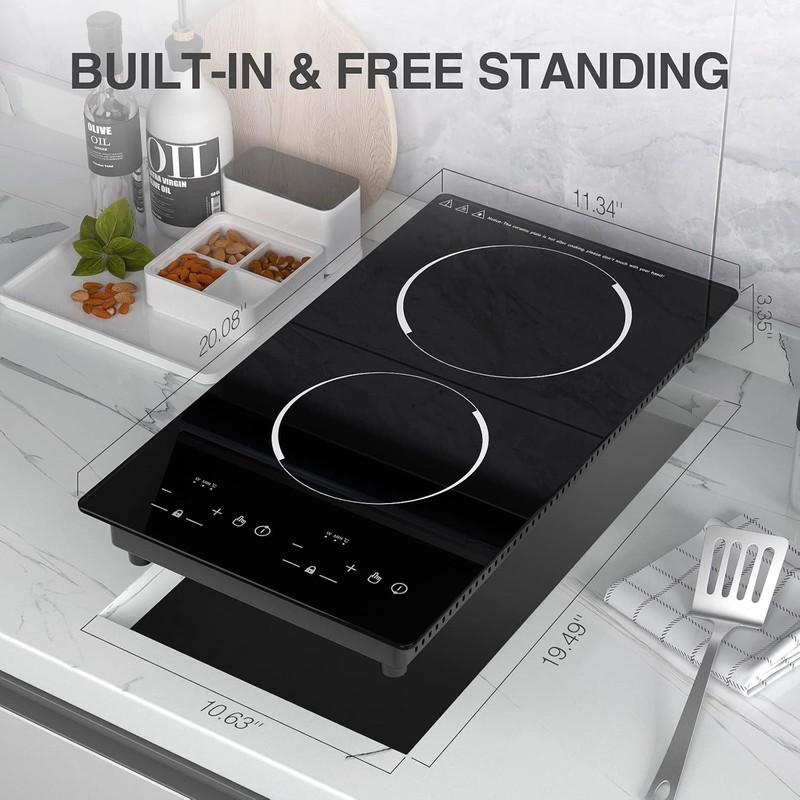 Electric Cooktop Double Burner Induction Drop-in Electric Stove Top 110V 2300W gallery