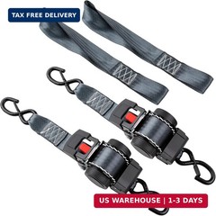 2 Pack Retractable Ratcheting Straps – 2 Inch x 10 Feet, 3,000lbs Break Strength