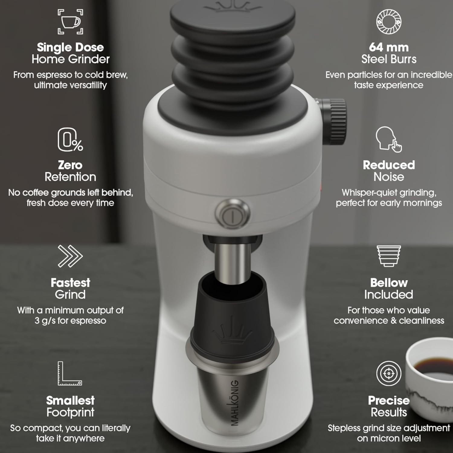 Mahlkönig X64 SD Single-Dose Coffee Grinder Stepless Zero Retention White NEW gallery