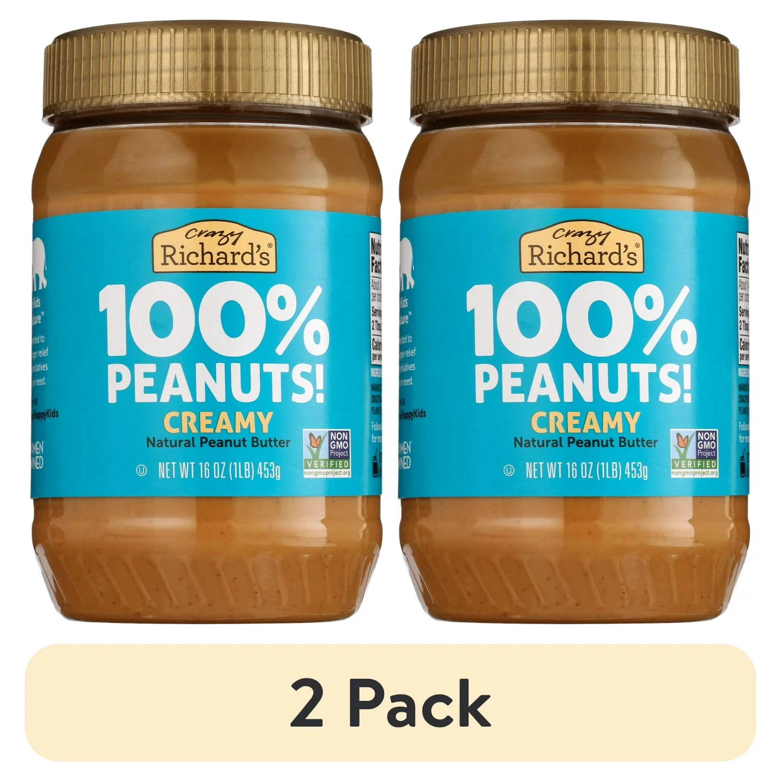 (2 pack) Crazy Richard's All-Natural Creamy Peanut Butter, 16 oz gallery