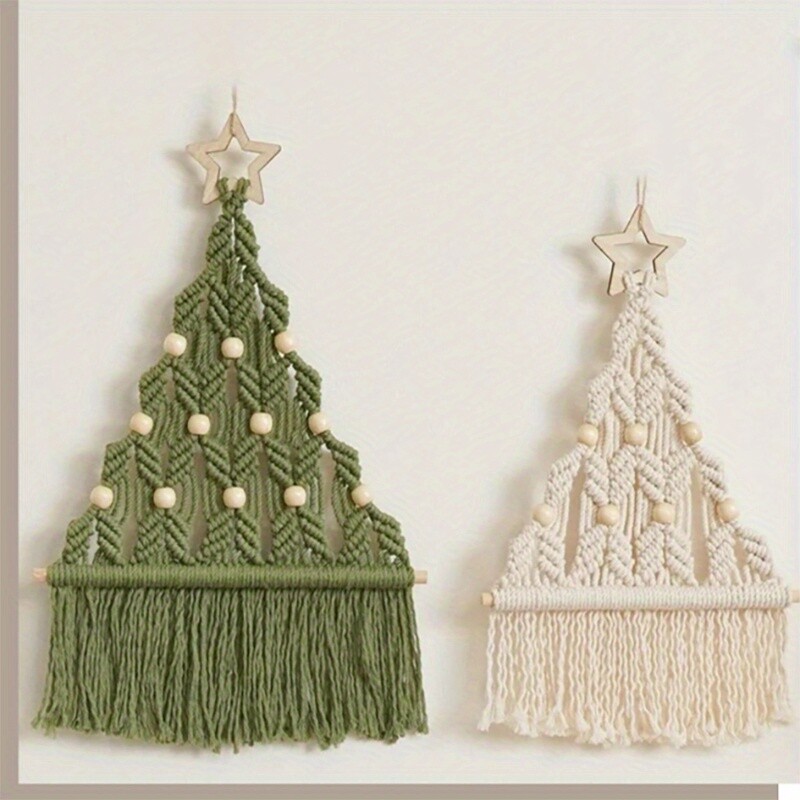1Pc Christmas Tree Macrame Wall Hanging Tassel Tapestry Handmade for Home Decor gallery