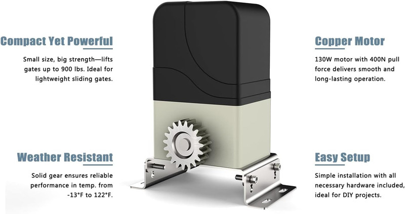 900Lbs Automatic Sliding Gate Opener with Remotes & Full Hardware Kit gallery