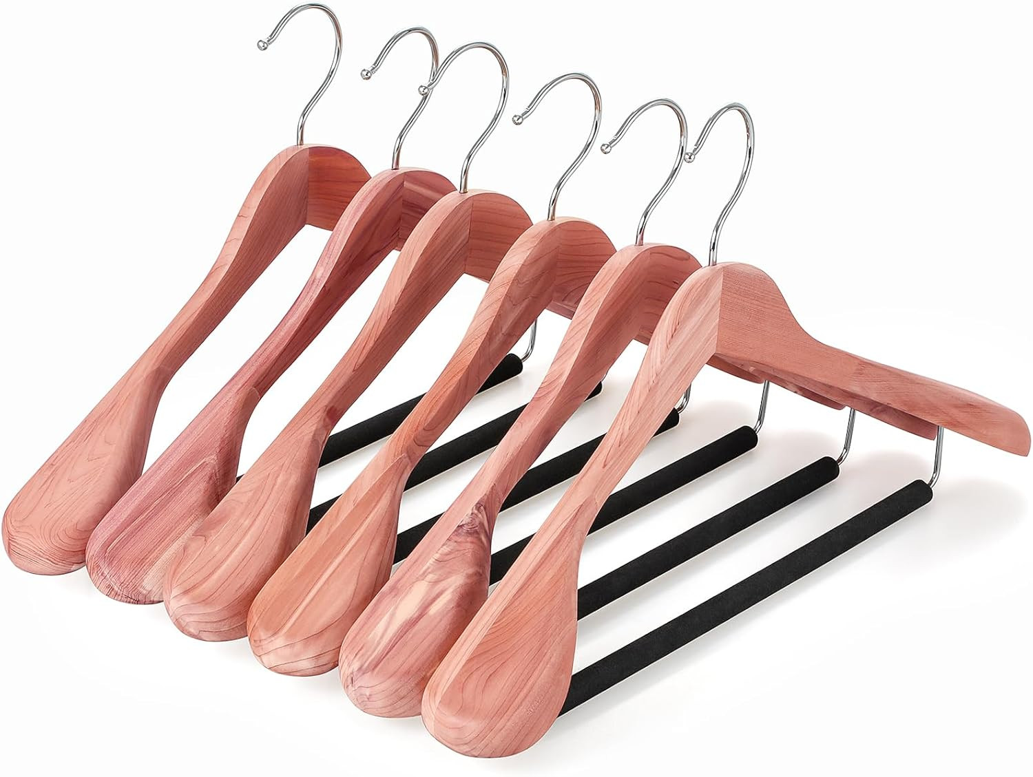 ganchos de madera de cedro para ropa sacos trajes hombros anchos elegantes pack6 gallery