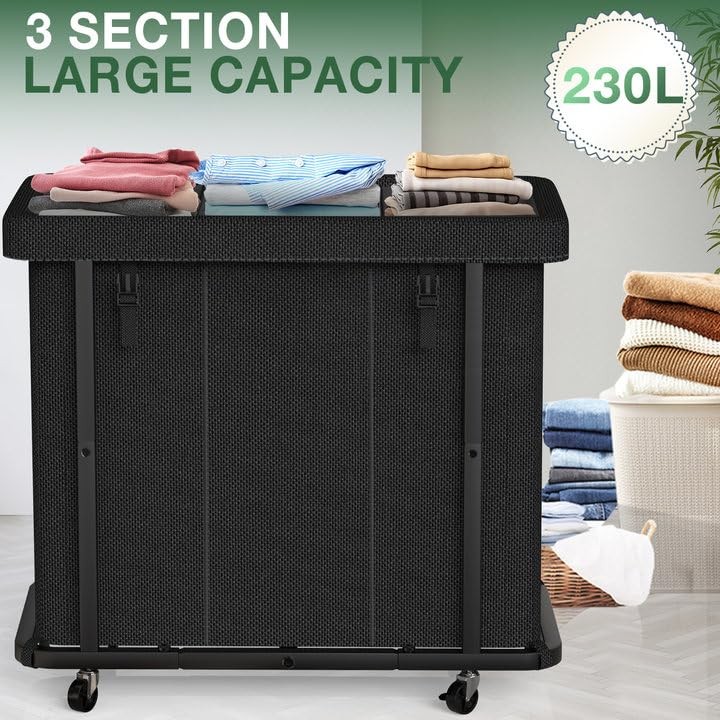 60 Gal(230L) High Grade Large Laundry Basket with Wheels, Rolling Laundry Ham... gallery