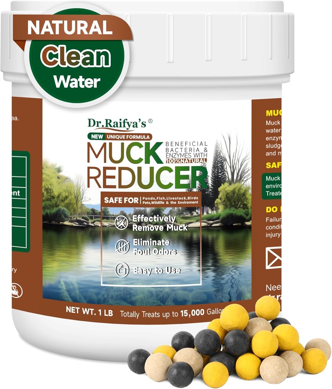 Muck Reducer-9,000 Granules Natural Pond Sludge & Water Fountain Clarifier, Bene gallery