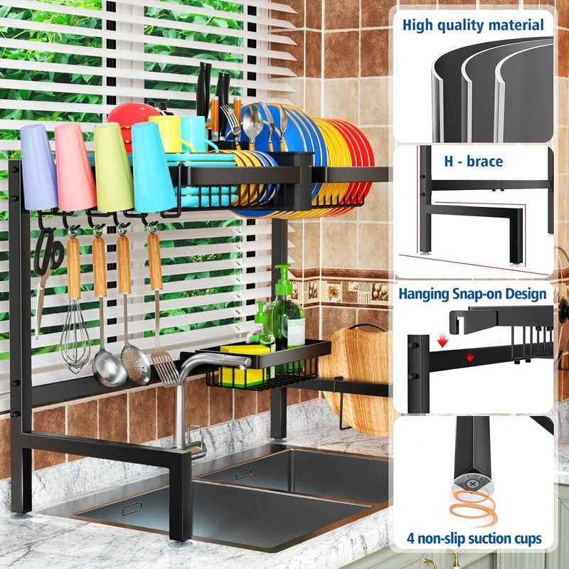 Dish Drying Rack Large Over The Sink Dish Drainer Drying Rack Kitchen Organizers gallery