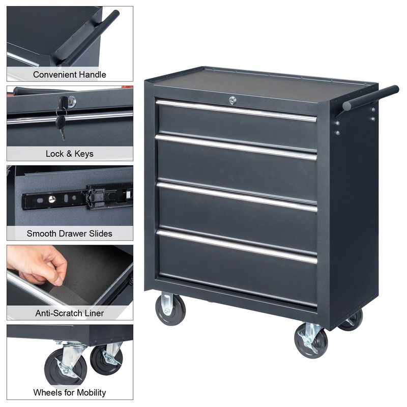Rolling Tool Chest Large Tool Cabinet with Wheels & Lock & Liner for Warehouse gallery
