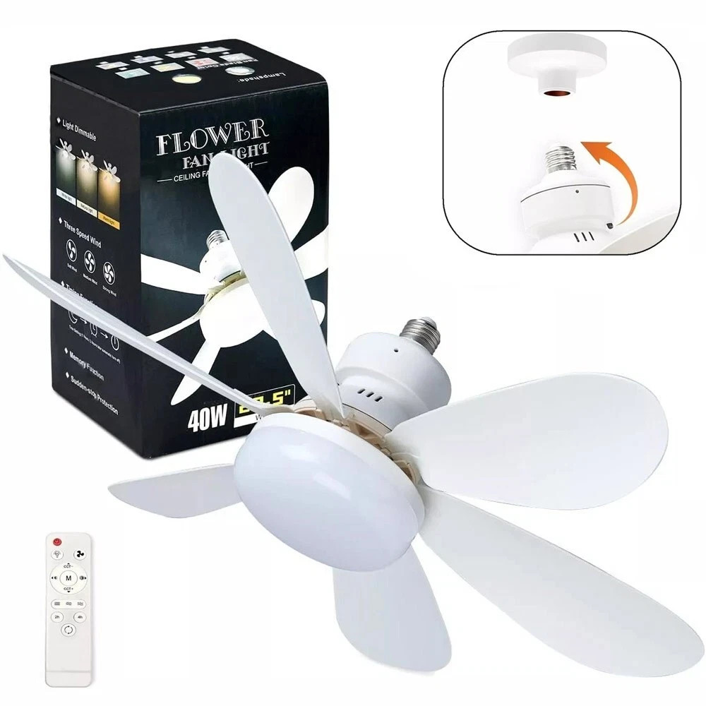 Socket Fan Light Ceiling Fans With Lights And Remote Dimmable LED Ceiling Fan US gallery