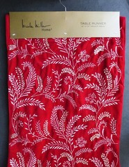 NICOLE MILLER Vibrant Red TABLE RUNNER Metallic Embroidery Sequins 16″ x 72″