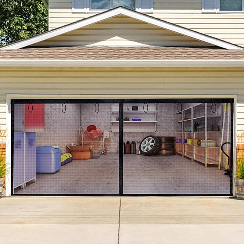 Garage Door Screen Self-adhesive Single Heavy Duty Mosquito Insects Mesh Net UK gallery