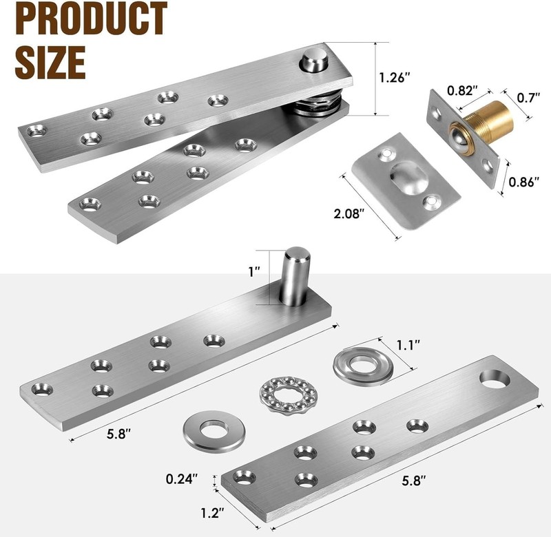 Lacquered Pivot Hinges for 300 lb Capacity - Ideal for Hidden Bookcase Doors gallery