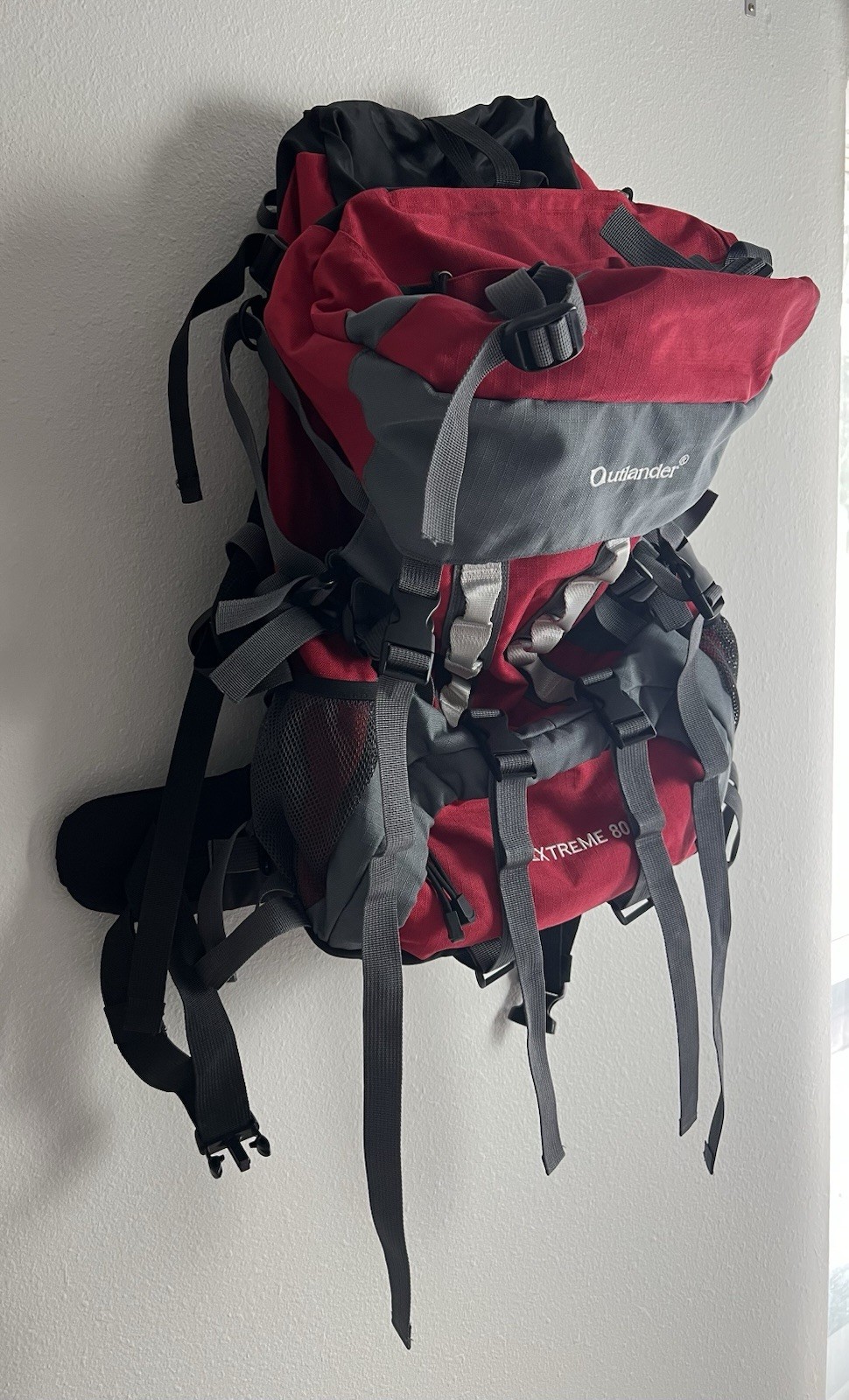 Outlander Extreme 80 Hiking Backpack Red Gray Reflective 3