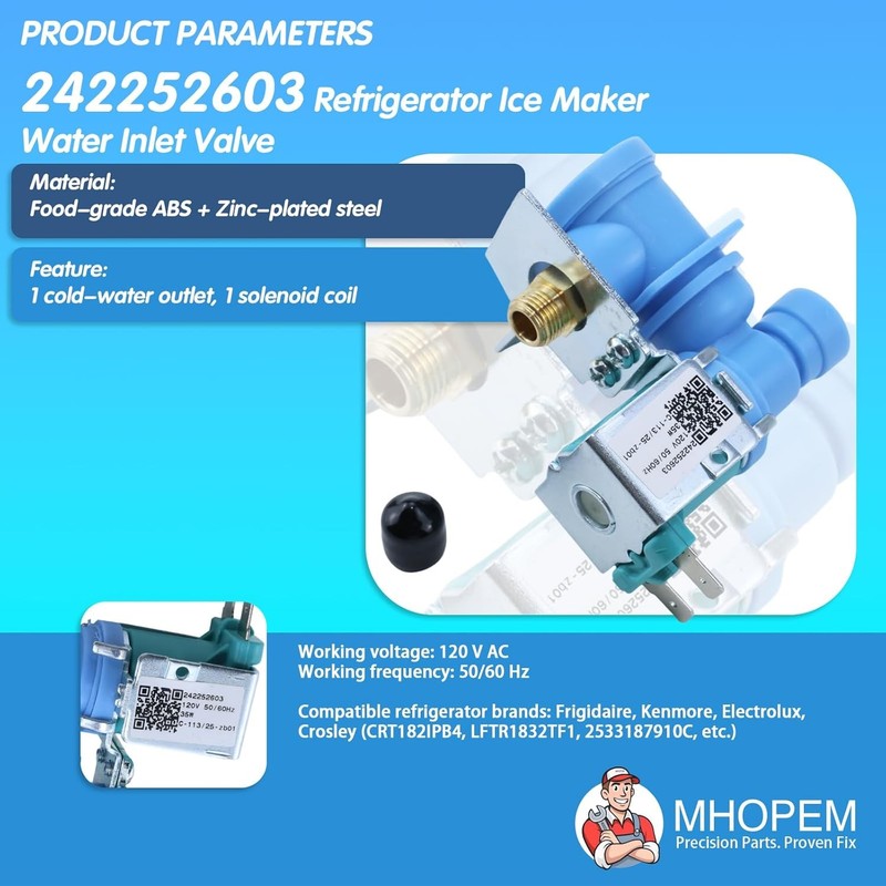 242252603 for Electrolux Frigidaire Refrigerator Water Inlet Valve gallery