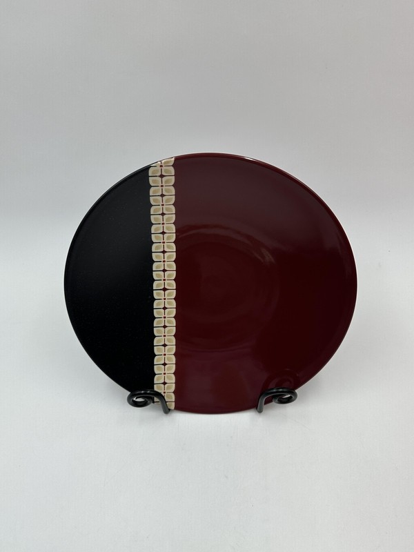 Pfaltzgraff Eastside Dinner Plates Maroon Black Stripe 11 Inch Dia Set Of 2 gallery