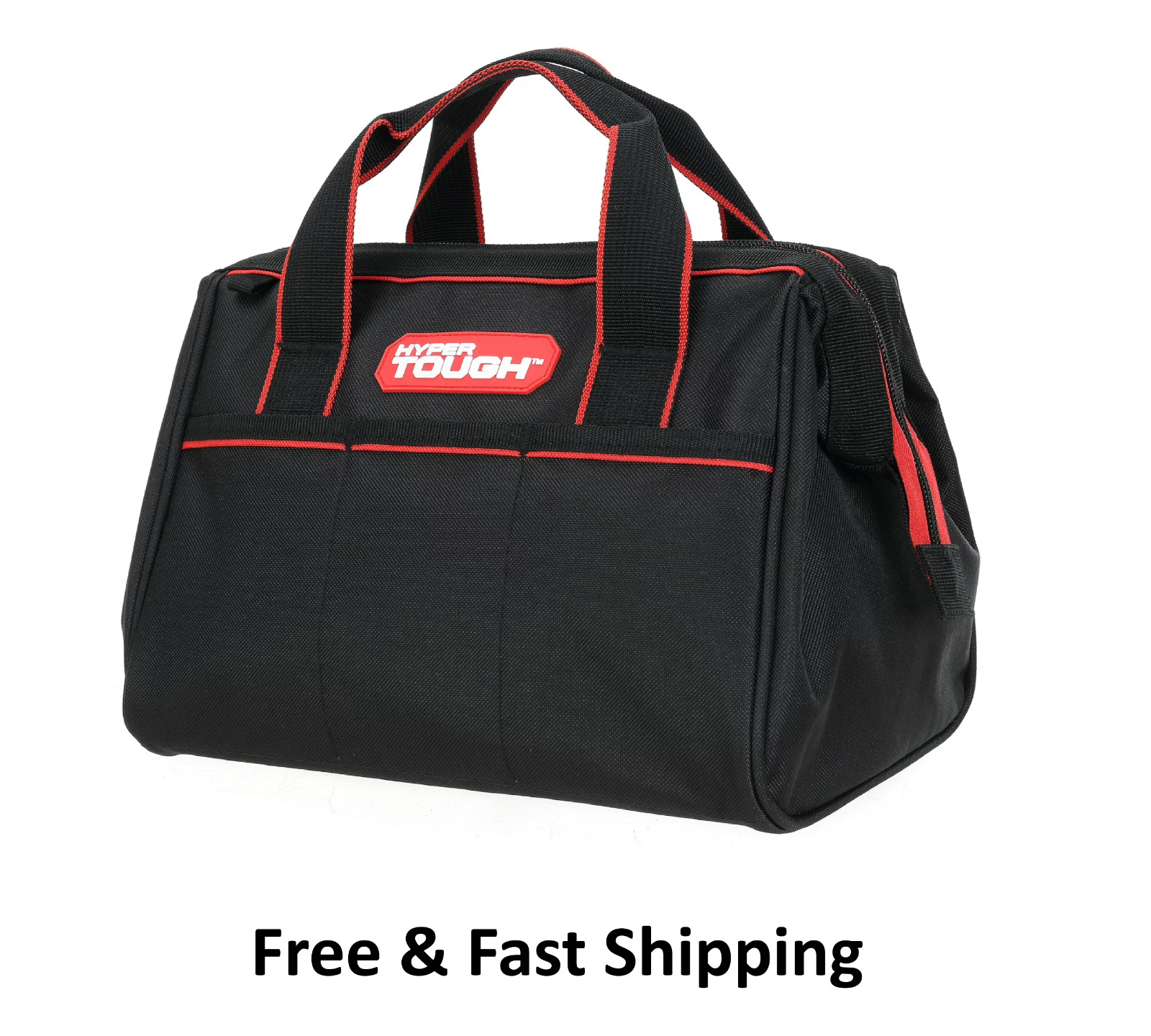 Hyper Tough 12-inch Polyester Tool Bag, with Full-Length Zipper and Double Strap gallery