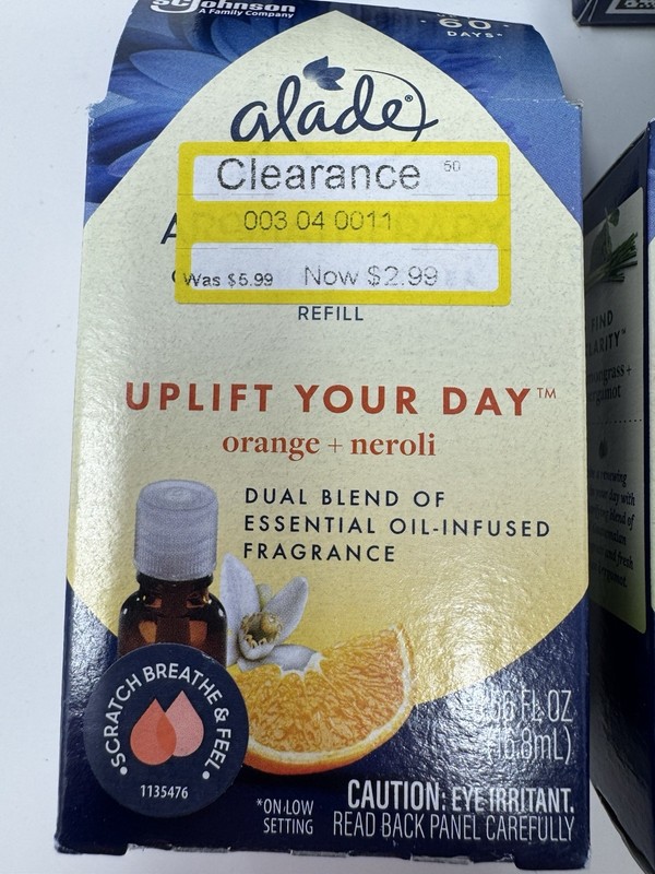 4 Glade Aromatherapy Cool Mist Diffuser Refill CLARITY Uplift Lemongrass Orange gallery