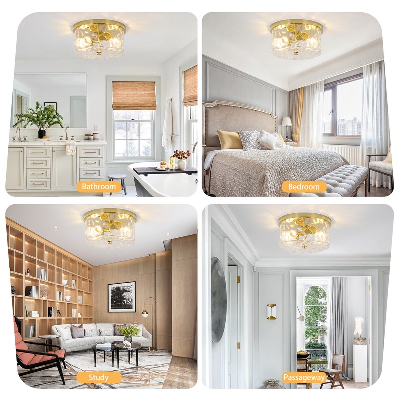 Modern Gold Semi Flush Mount Ceiling Light 12inch for Kitchen Hallway Bedroom gallery