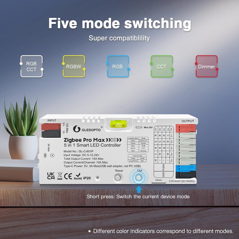 Zigbee 3.0 LED Strip Light Controller Pro Max 5 in 1 RGBCCT RGBW RGB CCT Dimmer gallery