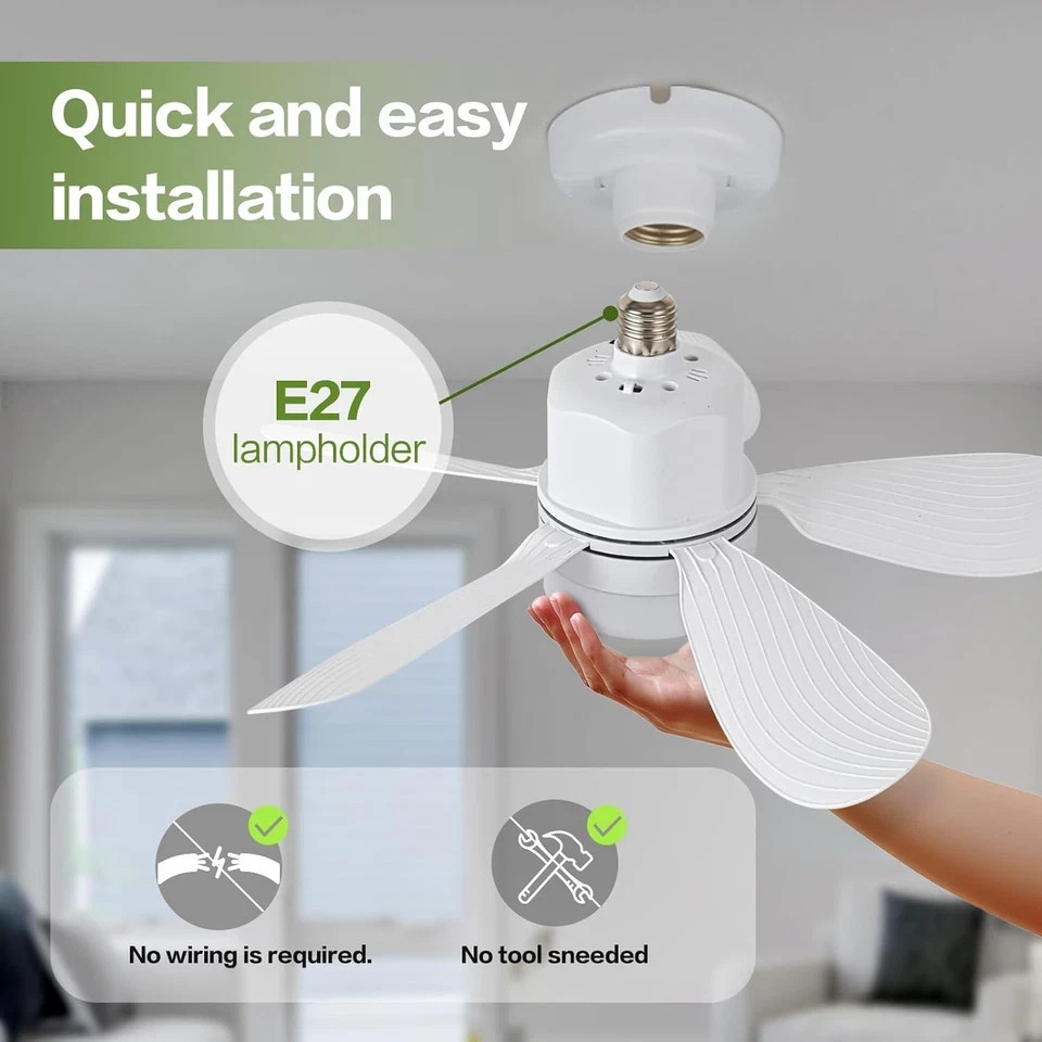 Socket Breeze Socket Fan Light with Remote Control, Portable Small Ceiling Fans gallery