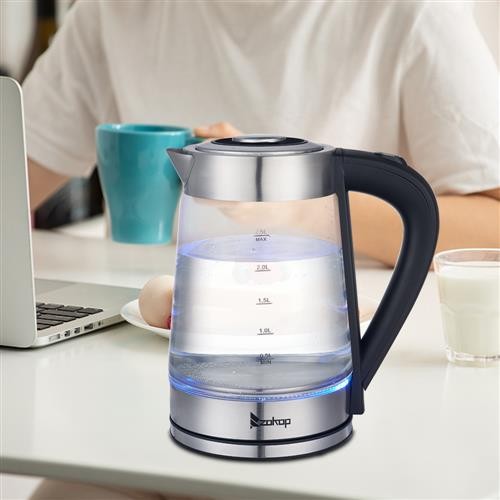 ZOKOP 2.5L Temperature Control Electric Glass Tea Water Kettle Boiling Shut-off gallery