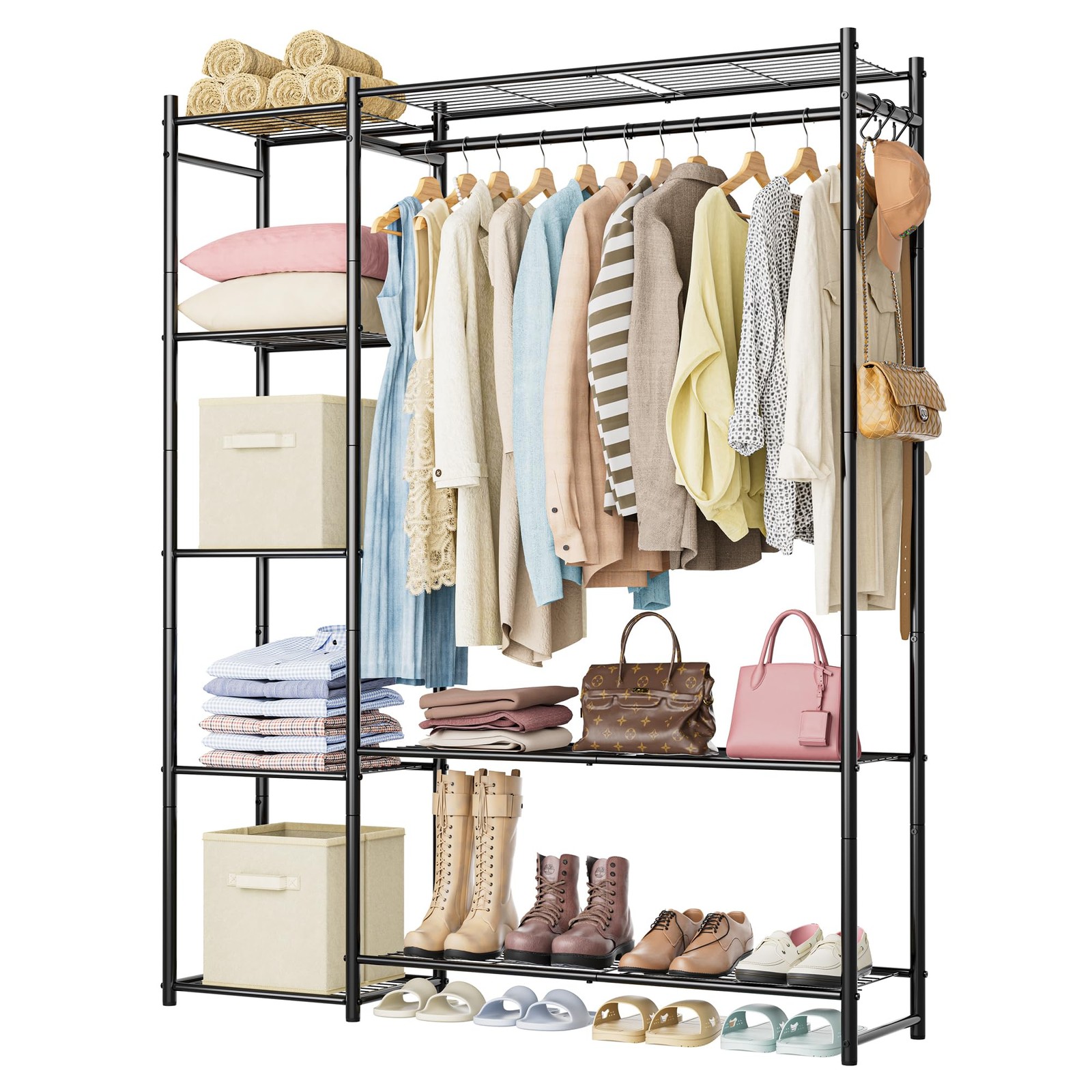 Wardrobe Closet,Portable Clothes Rack with 4 Tiers Shelves,Freestanding Close... gallery