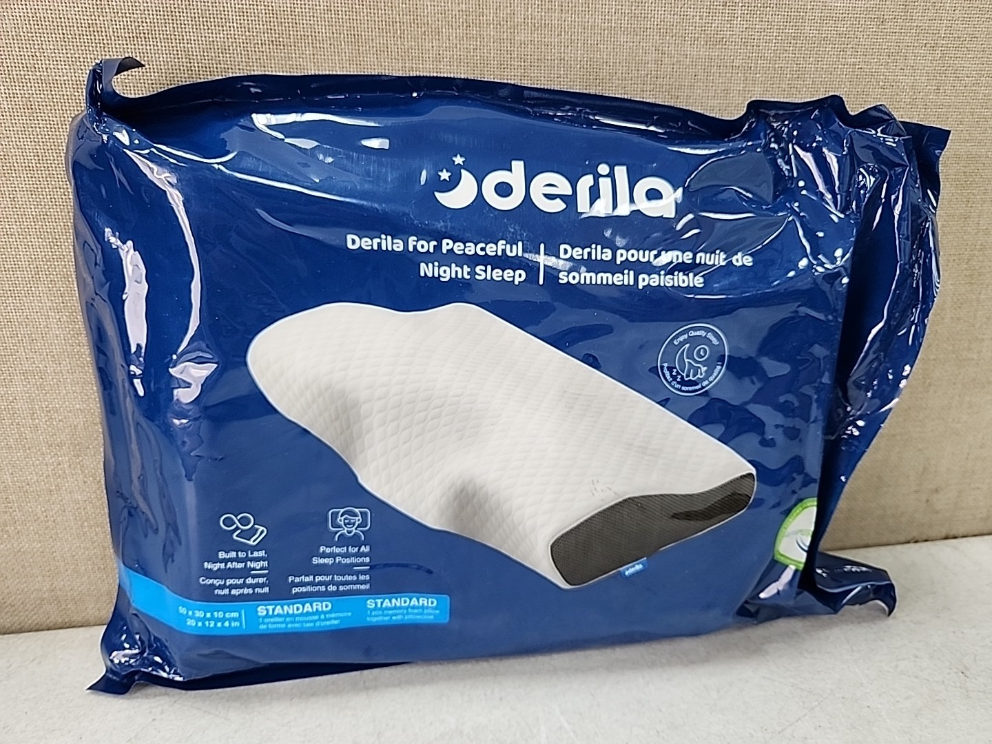 NEW Derila Perfect Sleep Memory Foam Cervical Pillow. 20 x 12 x 4 inches gallery