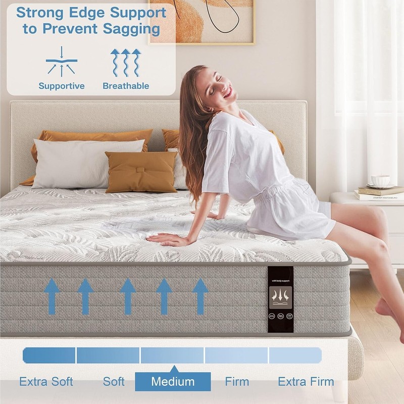 KOW Motion Isolation Mattress Queen Size 12+inch, Medium Plush Mattress in a Box gallery