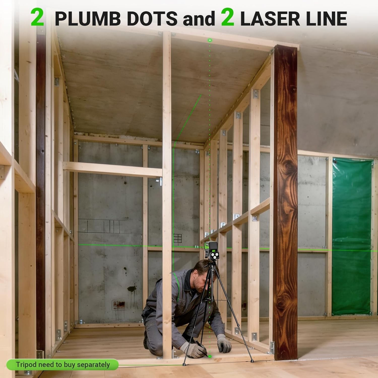 2 Point Cross Line Self Leveling Laser Tool (98-165Ft) with 2 AA Batteries gallery