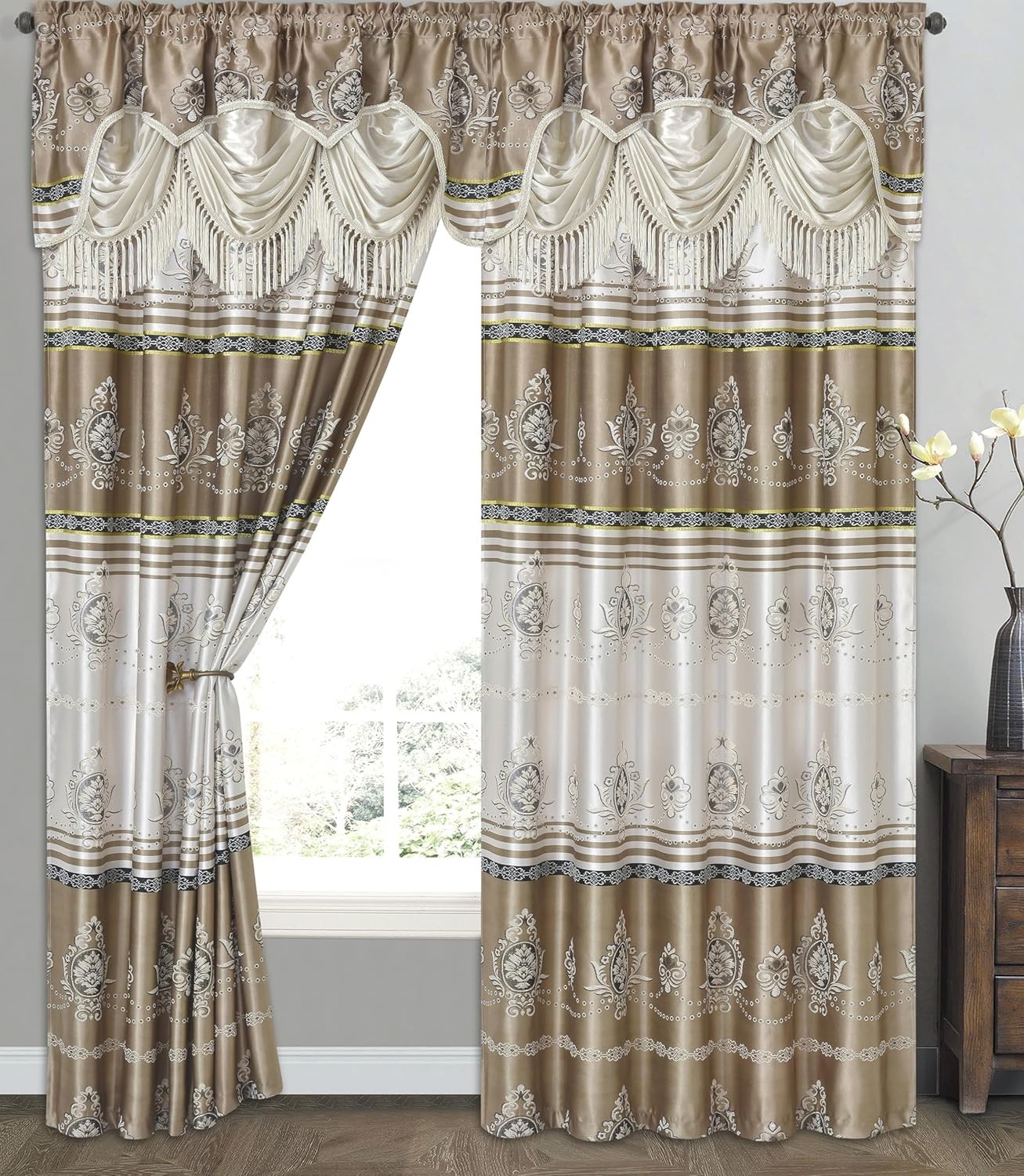 Harmony Horizon. Jacquard Window Curtain Panel Drape with Attached Fancy gallery